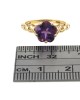 Floral Cut Amethyst Solitaire Crossover Shank Ring
